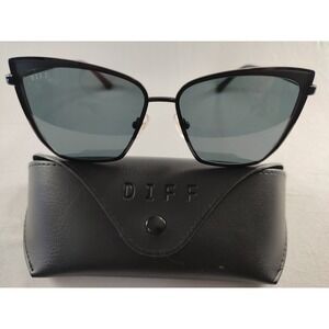 DIFF Eyewear Becky Sunglasses Black Metal Cat Eye Grey Gradient Lens BK-GR18